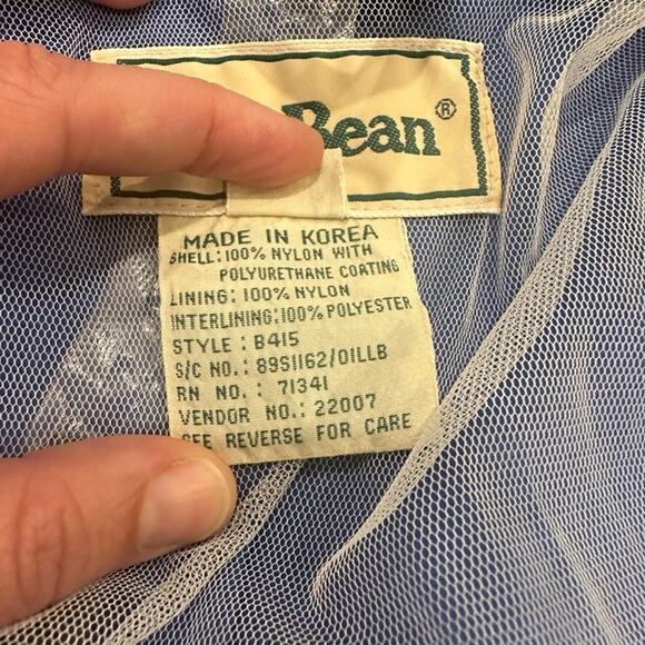 Vintage L.L. Bean Mens Rainjacket Size‎ Large Blue Nylon Lightweight Hooded - Picture 10 of 13